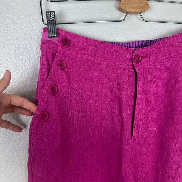 Sundance Oaklee Easy Linen Pants 6 Fuchsia Pink High Rise Straight Leg - Picture 4 of 10